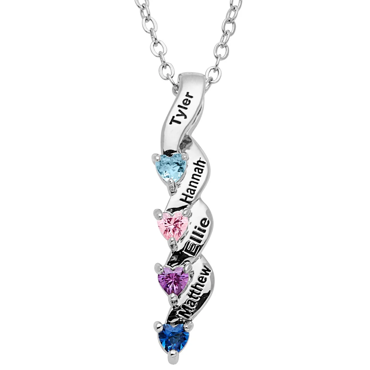 From the Heart Cascading Birthstone Necklace - Image 4