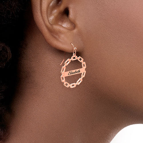 Frozen Paperclip Chain Engraved Drop Earrings - Image 6