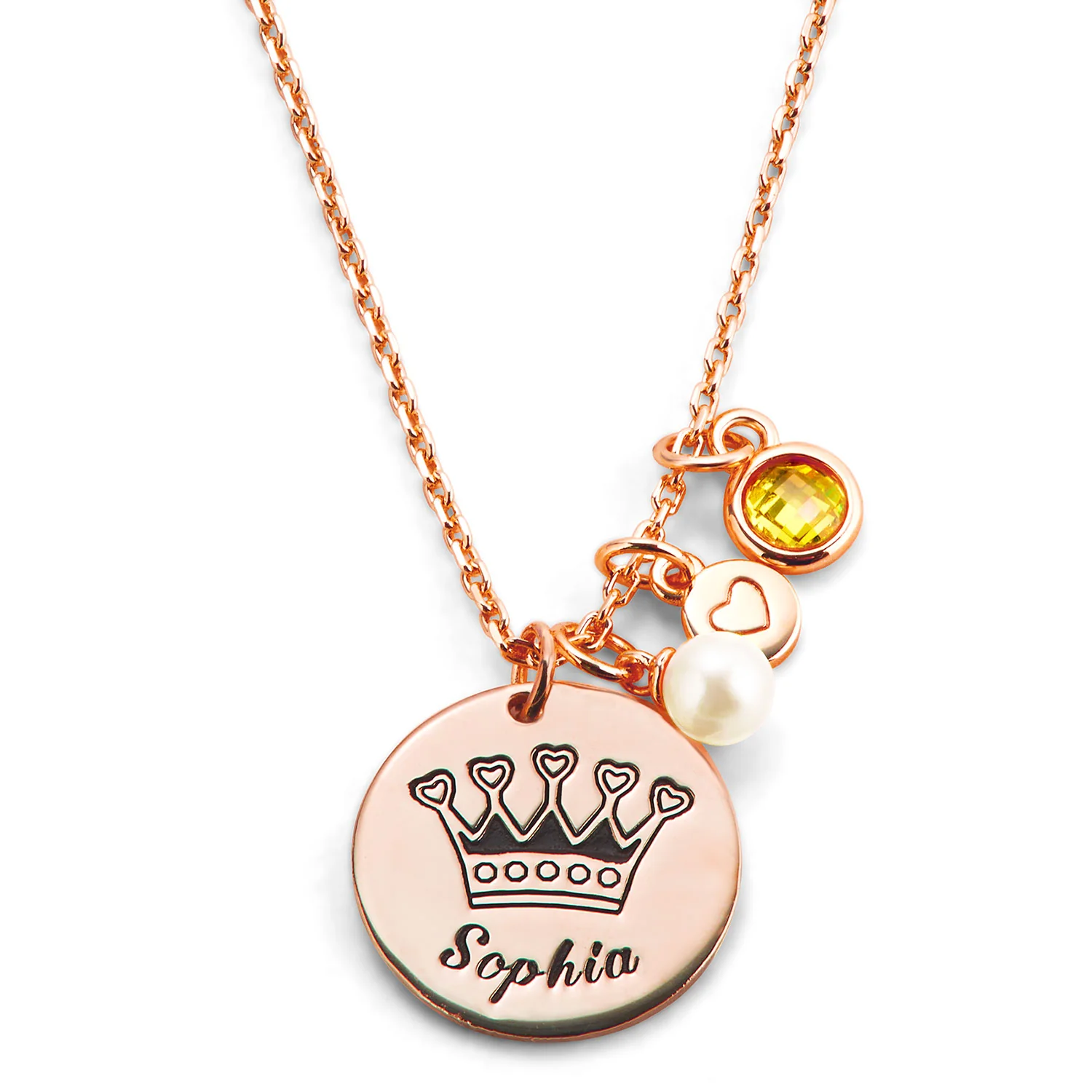 Girls' Sterling Silver Personalized Crown Birthstone Cluster Necklace - Image 5