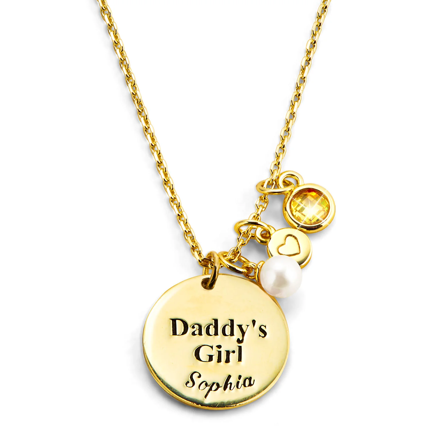 Girls' Sterling Silver Personalized Daddy's Girl Birthstone Cluster Necklace - Image 4