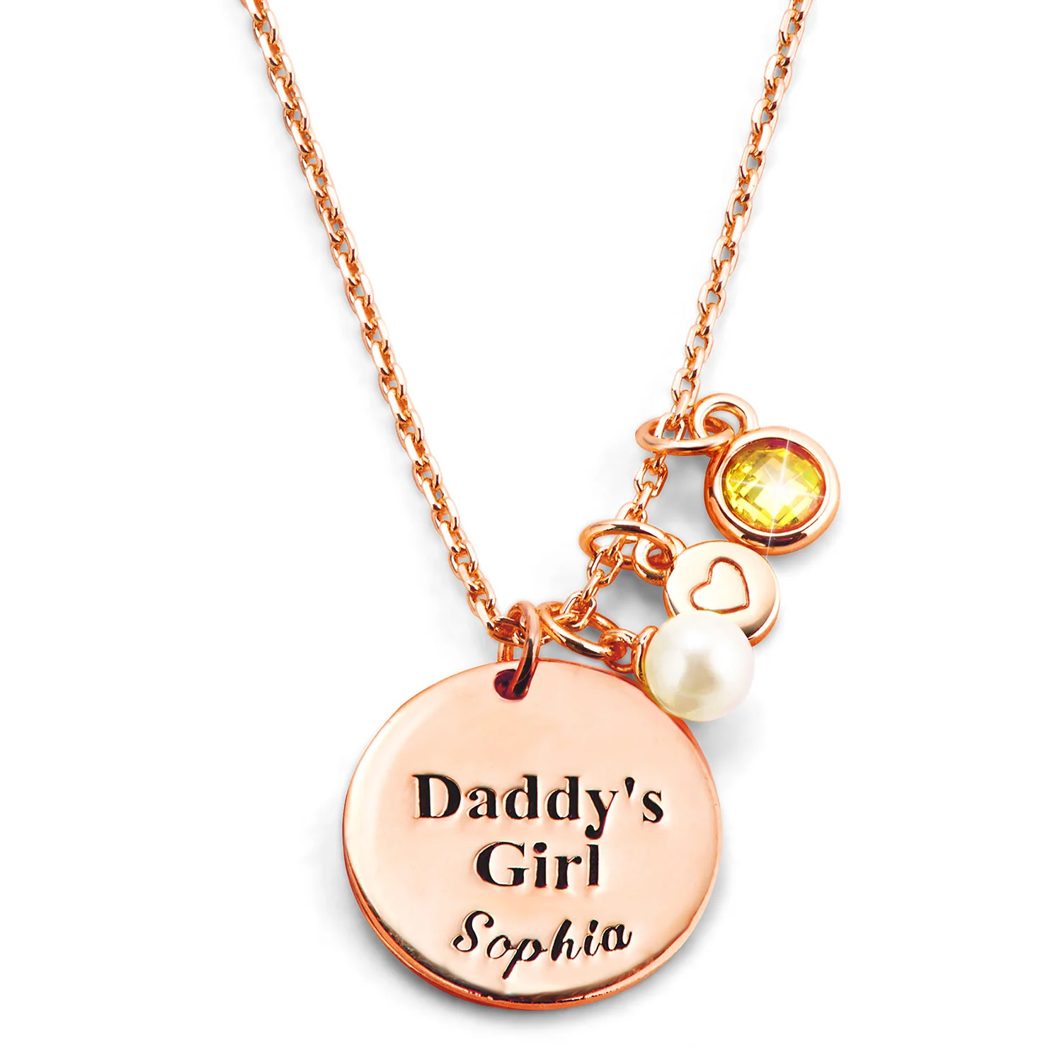 Girls' Sterling Silver Personalized Daddy's Girl Birthstone Cluster Necklace - Image 5