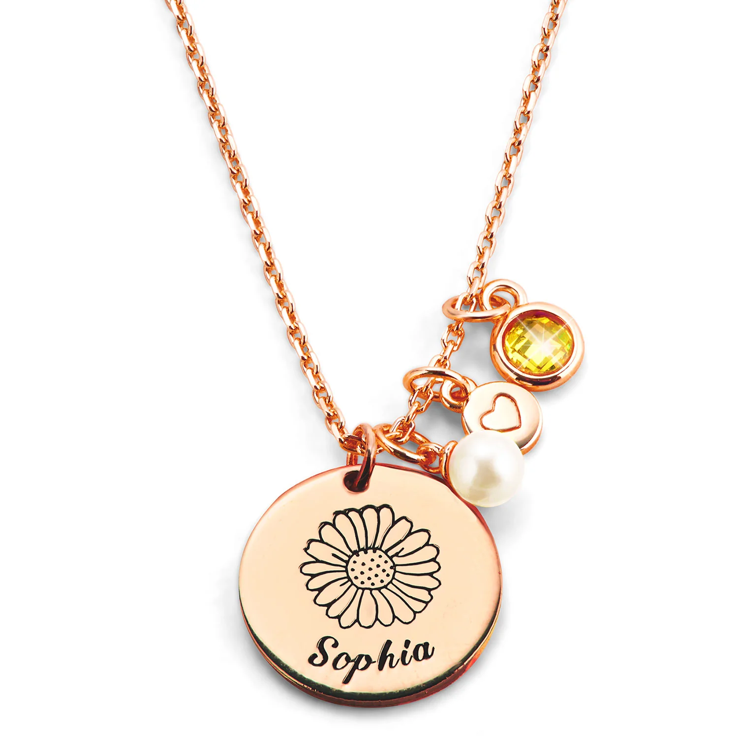 Girls' Sterling Silver Personalized Flower Birthstone Cluster Necklace - Image 5