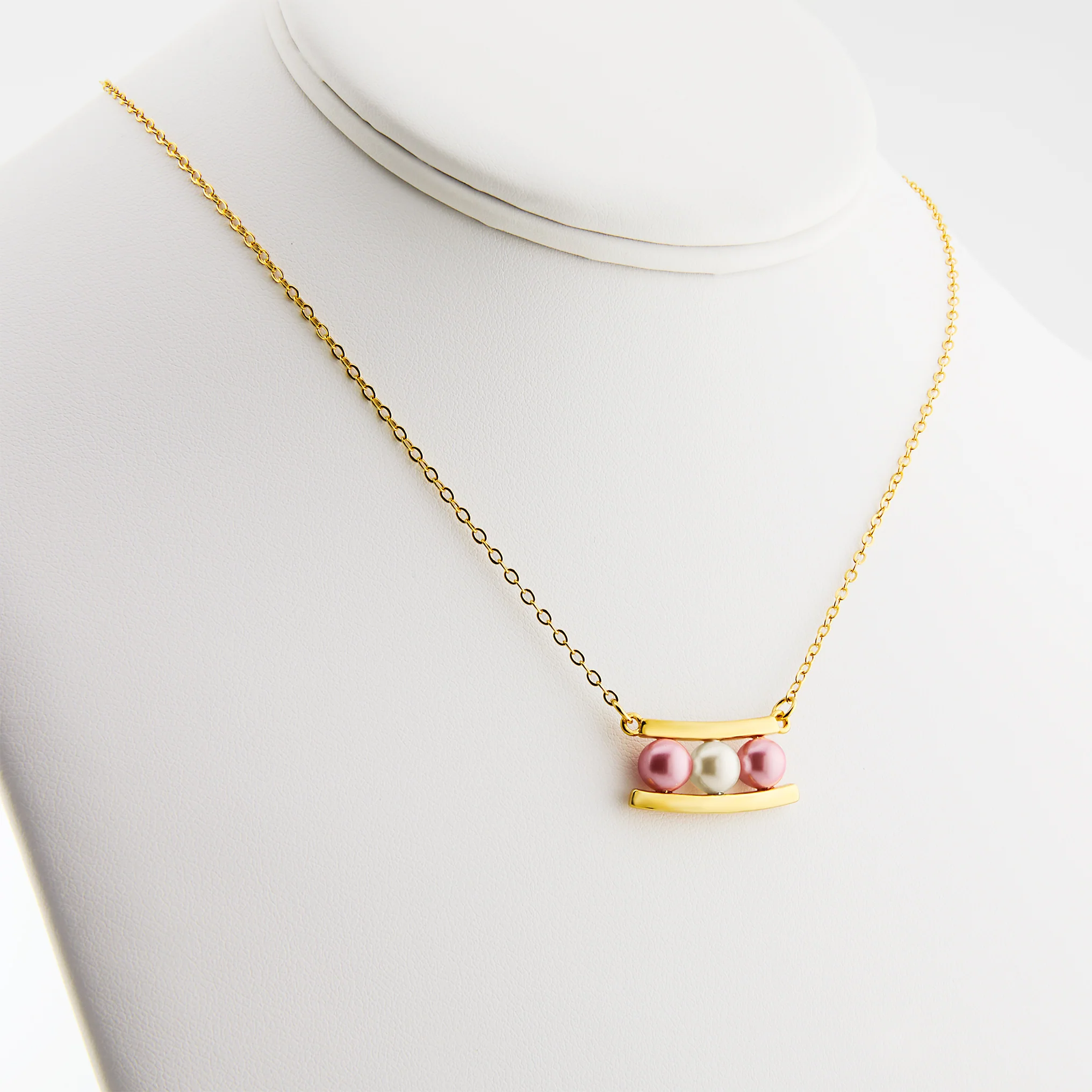 Gold Birthstone Shell Pearl Bar Necklace - Image 5
