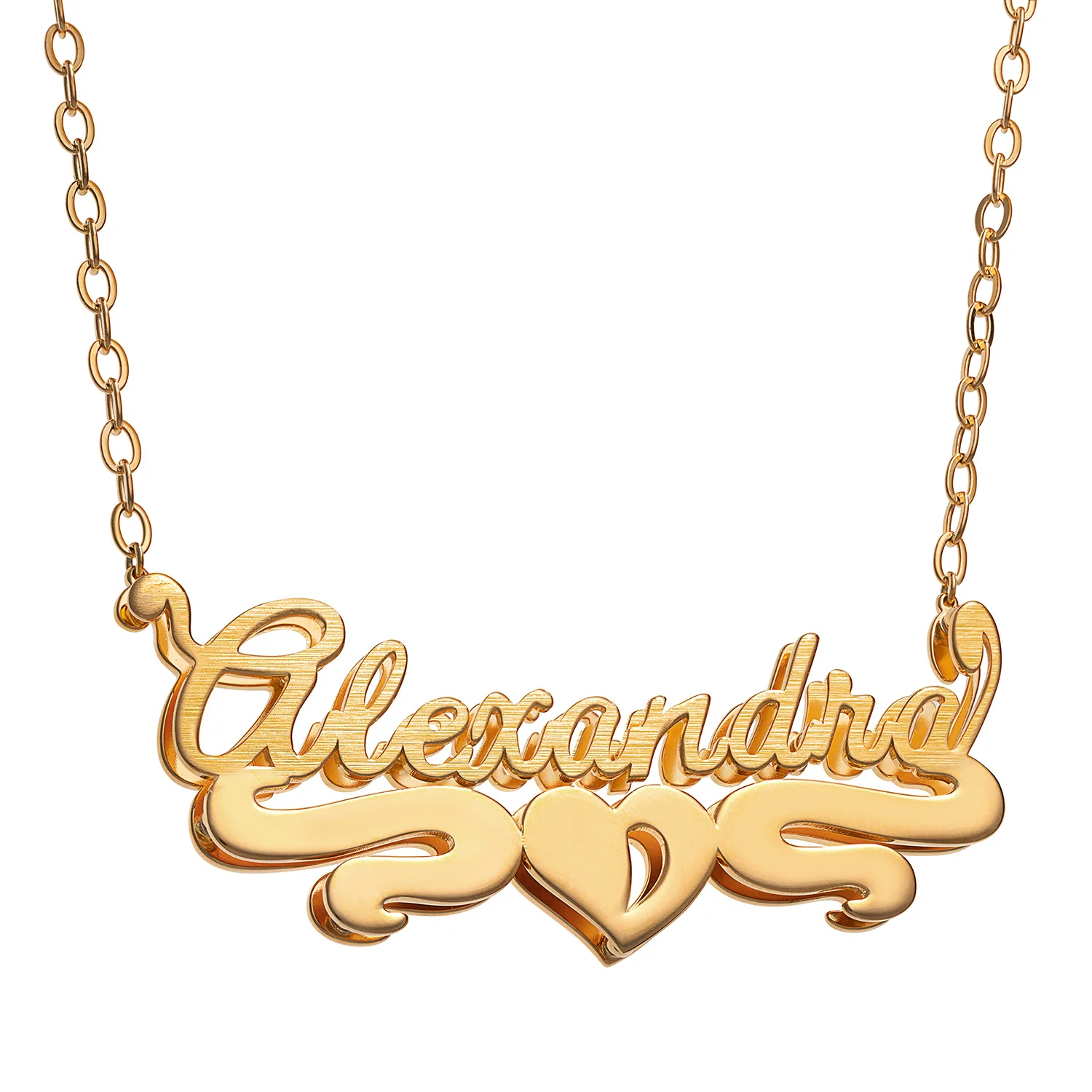 Personalized 14K Gold over Sterling Double Nameplate Necklace