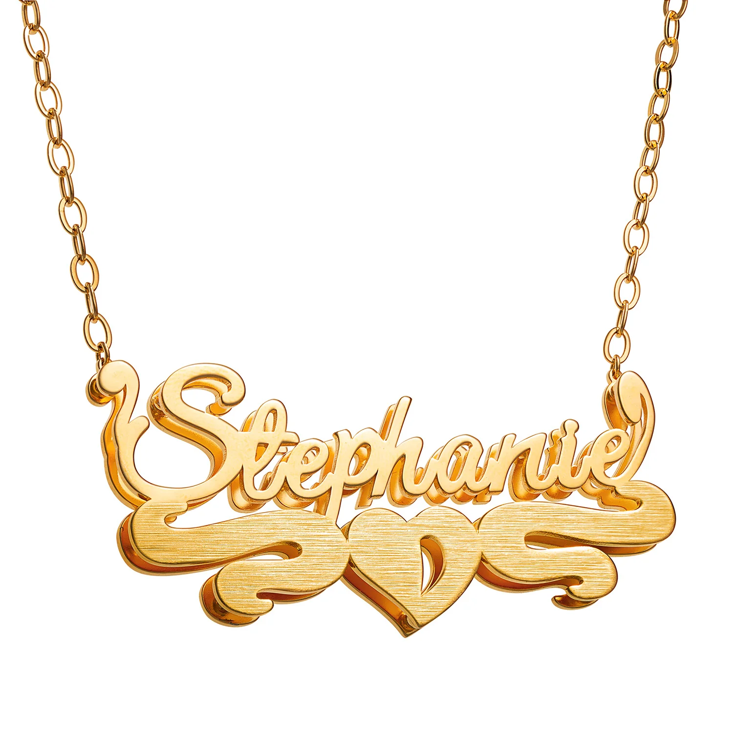 Personalized 14K Gold over Sterling Double Nameplate Necklace