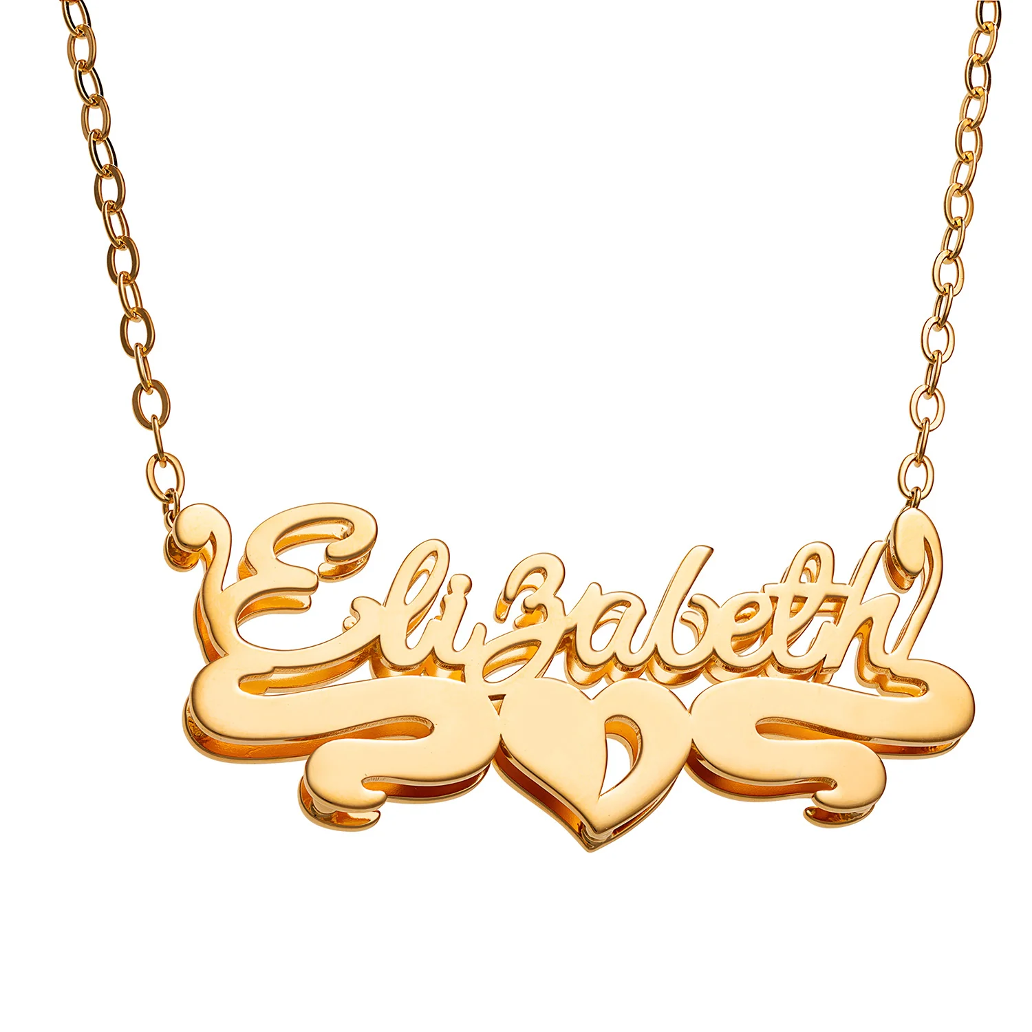 Personalized 14K Gold over Sterling Double Nameplate Necklace