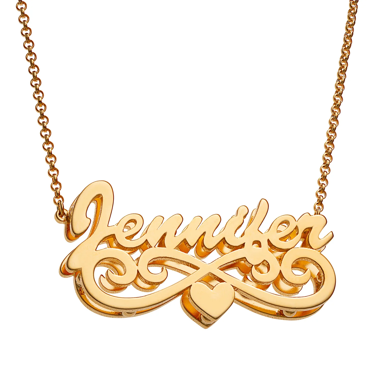 Personalized 14K Gold over Sterling Double Nameplate Necklace