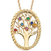 Gold over Sterling Birthstone Family Tree Necklace - Image 2