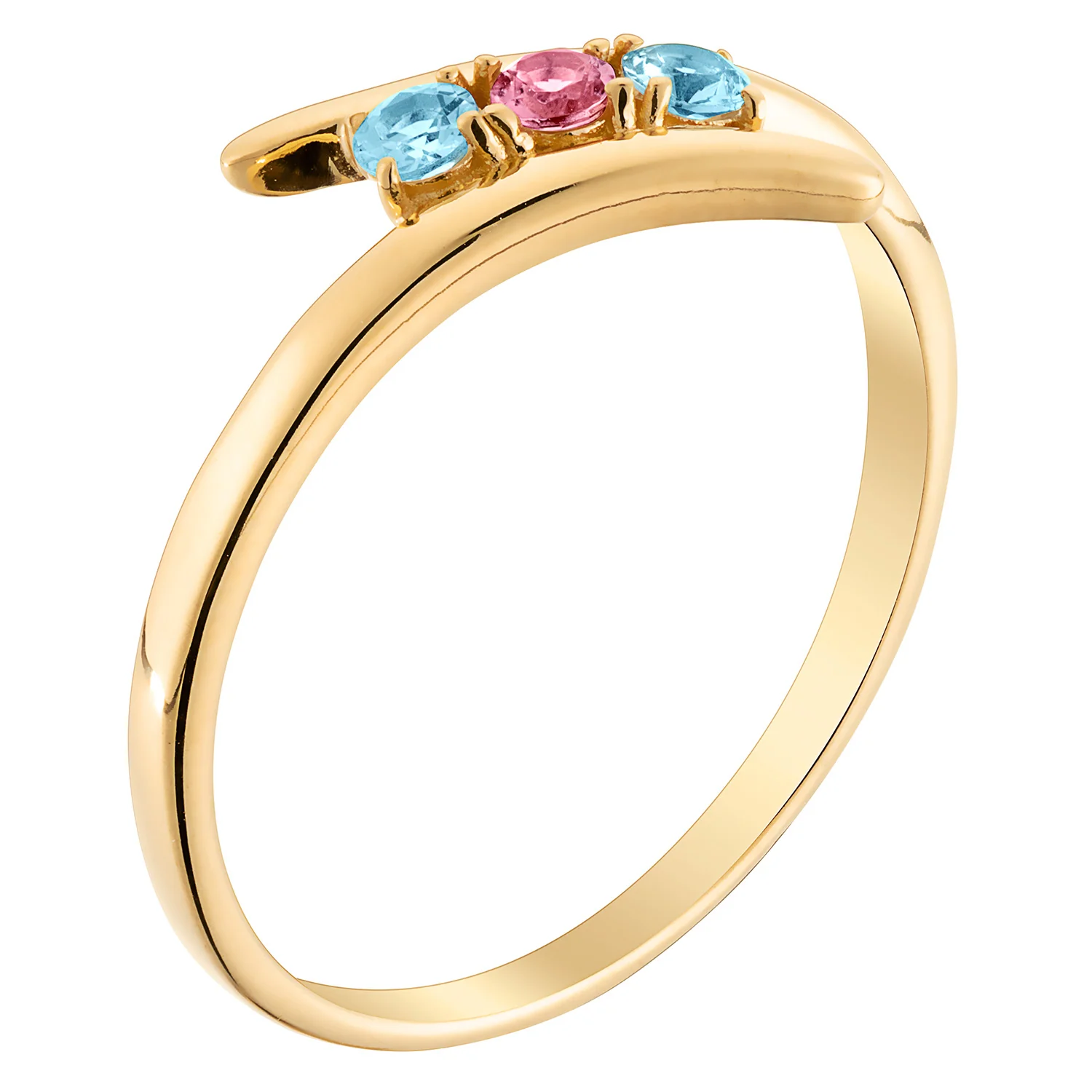 14K Gold over Sterling Birthstone Wave Ring - Image 2