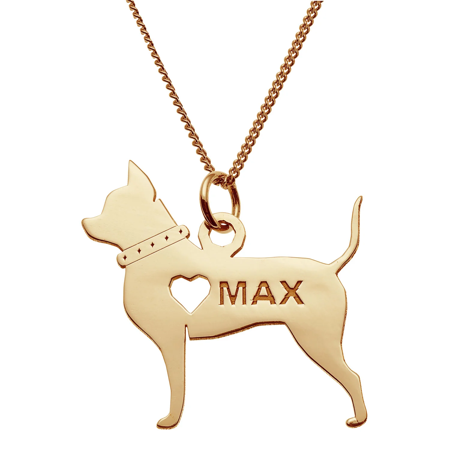 14K Gold over Sterling Chihuahua Silhouette Necklace