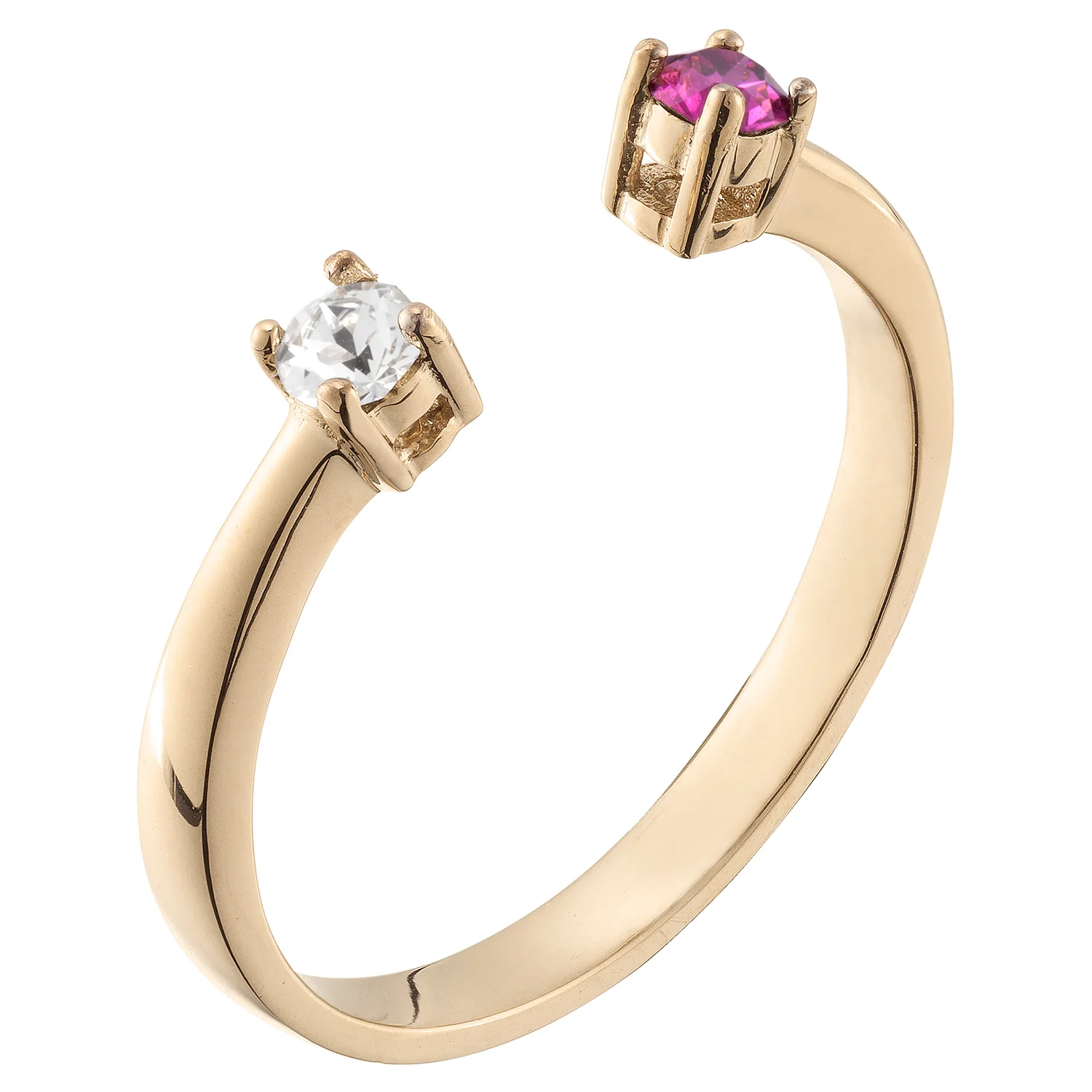 Gold over Sterling Couples Birthstone Ring - Image 3