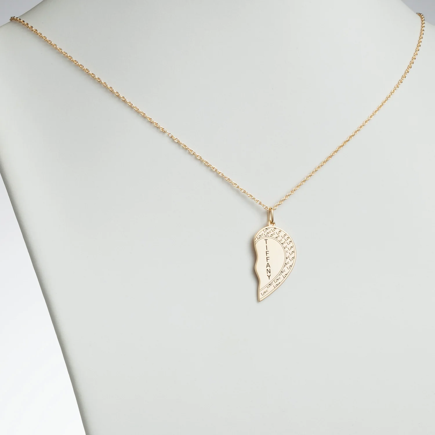 14K Gold over Sterling Couples Name Shareable Heart Necklace - Image 4