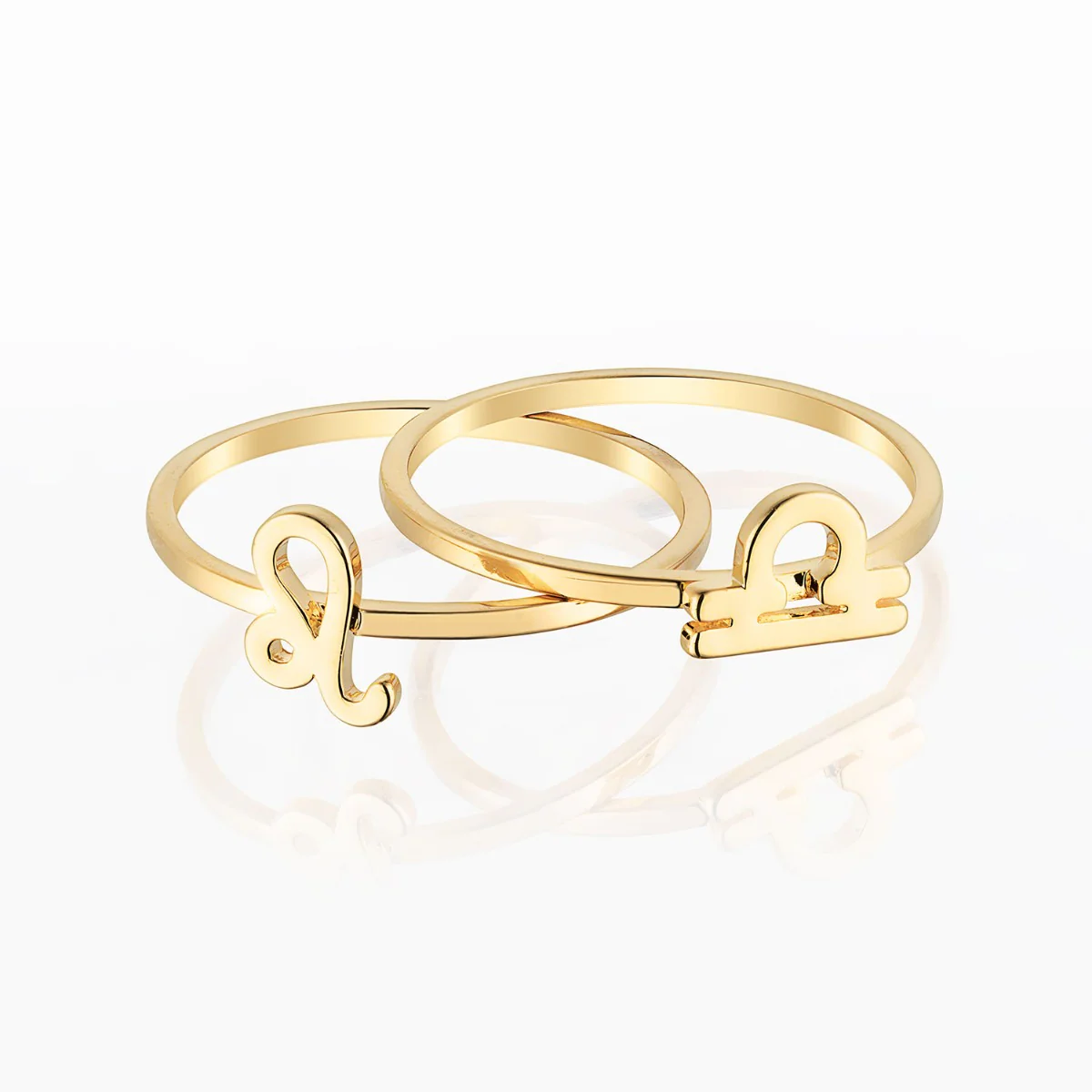 14K Gold over Sterling Cutout Zodiac Stack Ring Set of 2 - Image 3