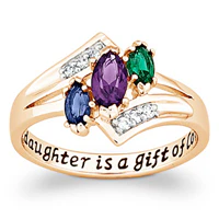 14K Gold over Sterling Daughter's Marquise Birthstone and CZ Ring