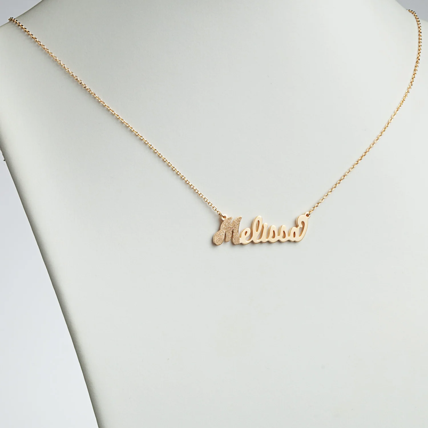 14K Gold over Sterling Dual Finish Name Necklace - Image 2
