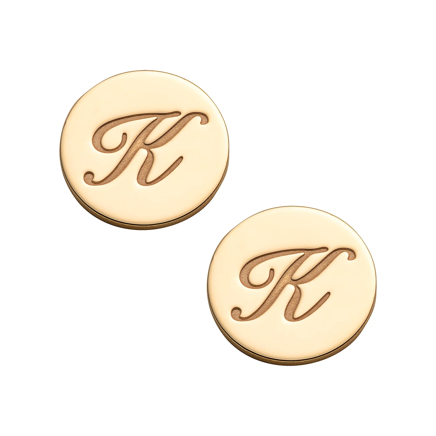 14K Gold over Sterling Engraved Initial Disc Earrings