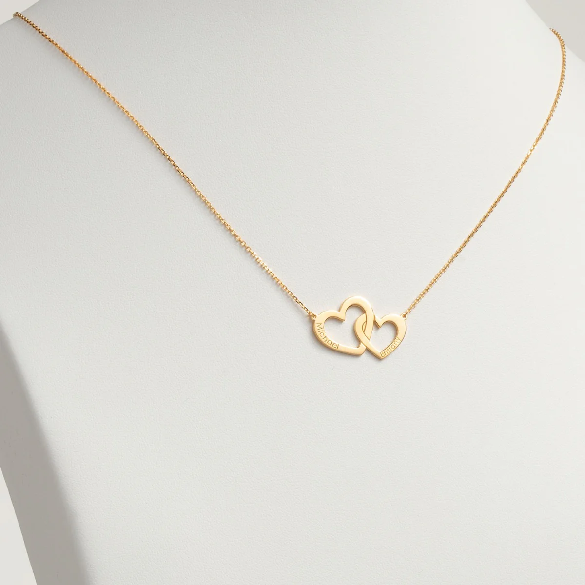 14K Gold over Sterling Engraved Interlocking Heart Necklace - Image 2