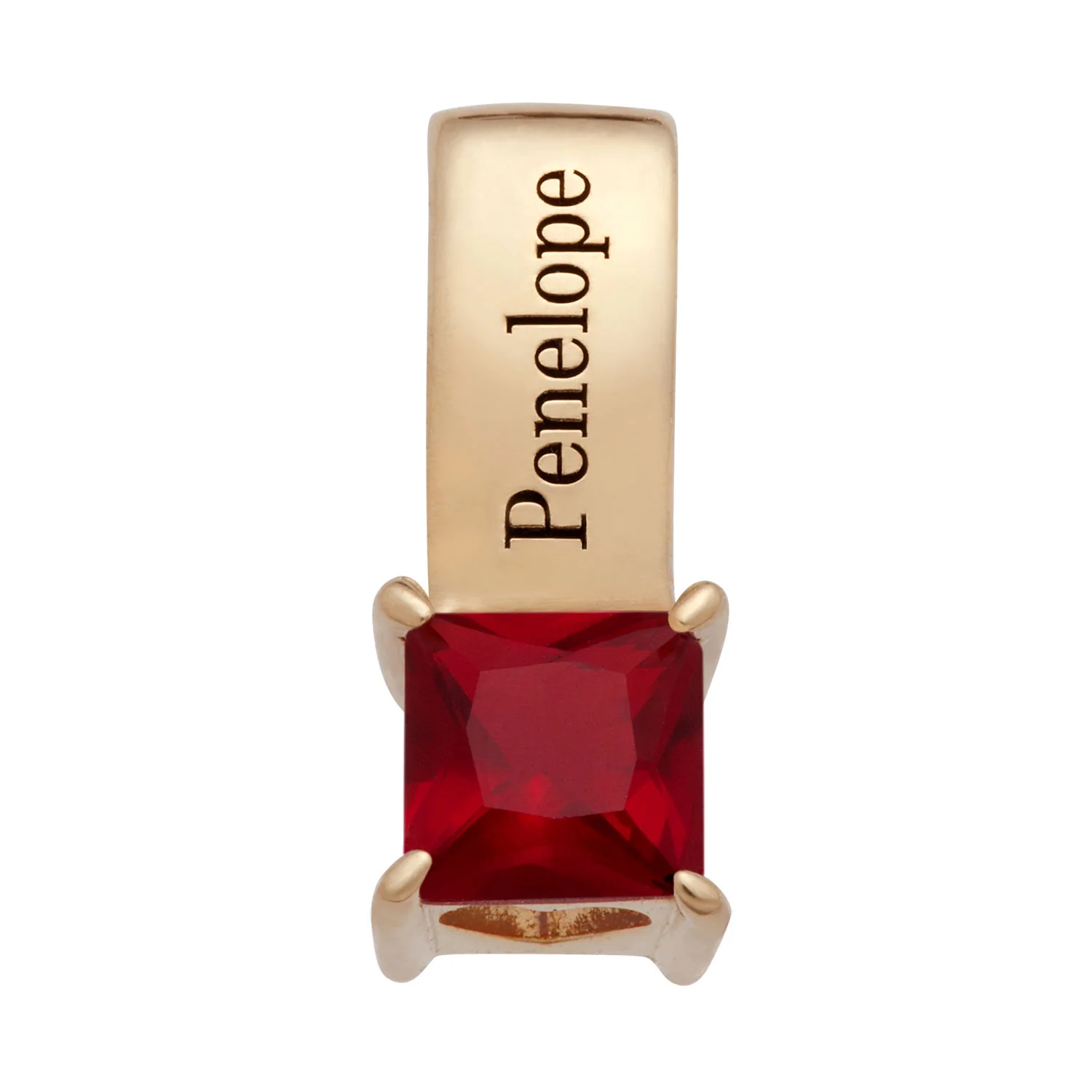 14K Gold over Sterling Engraved Name and Birthstone Charm