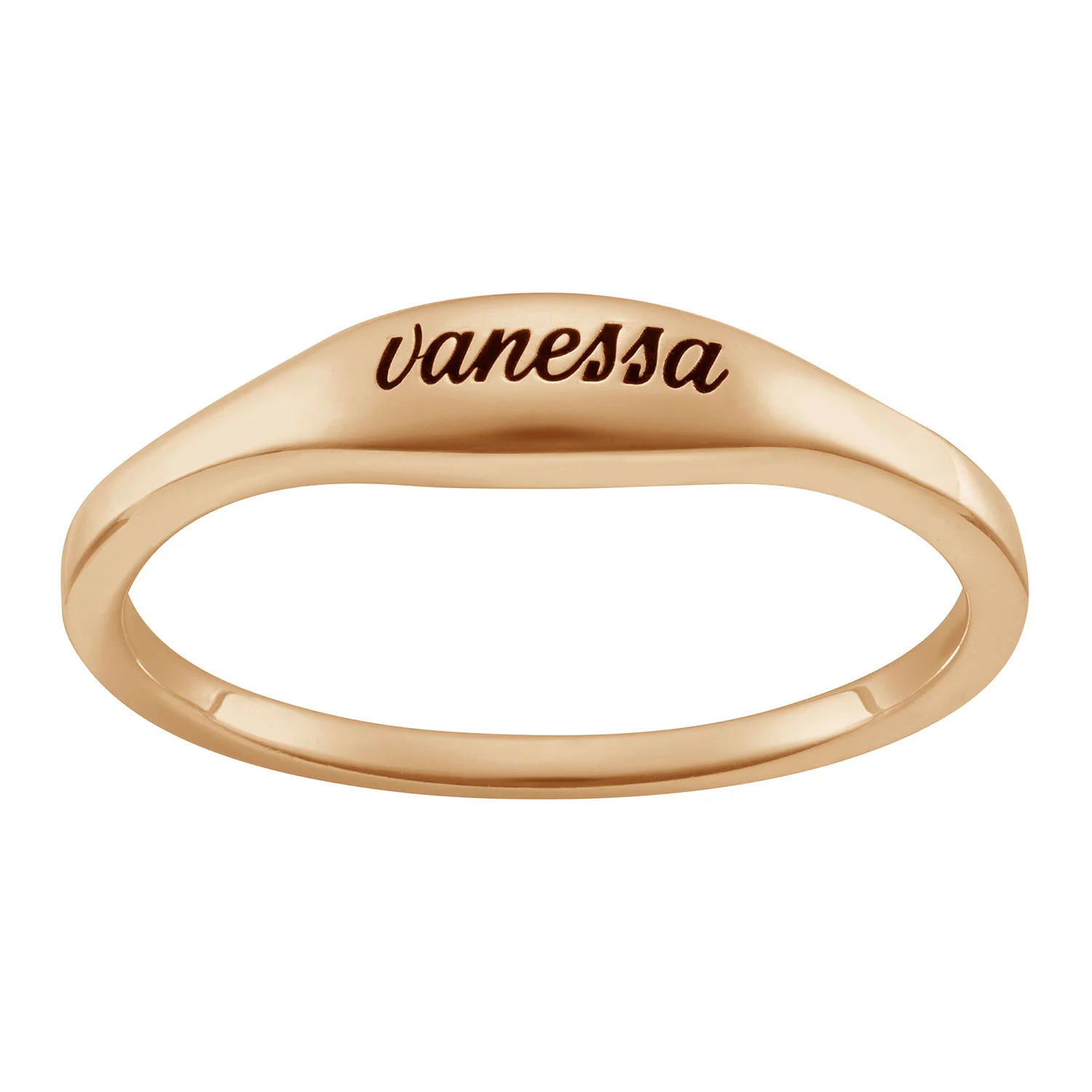 14K Gold over Sterling Engraved Name Oval Stackable Ring