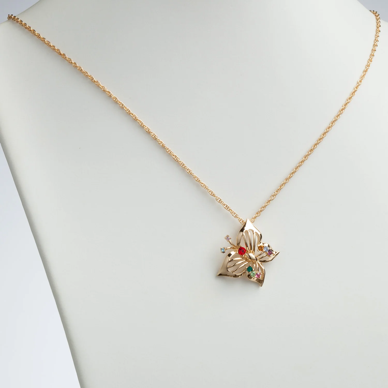 14K Gold over Sterling Family Butterfly Birthstone Pendant - Image 2