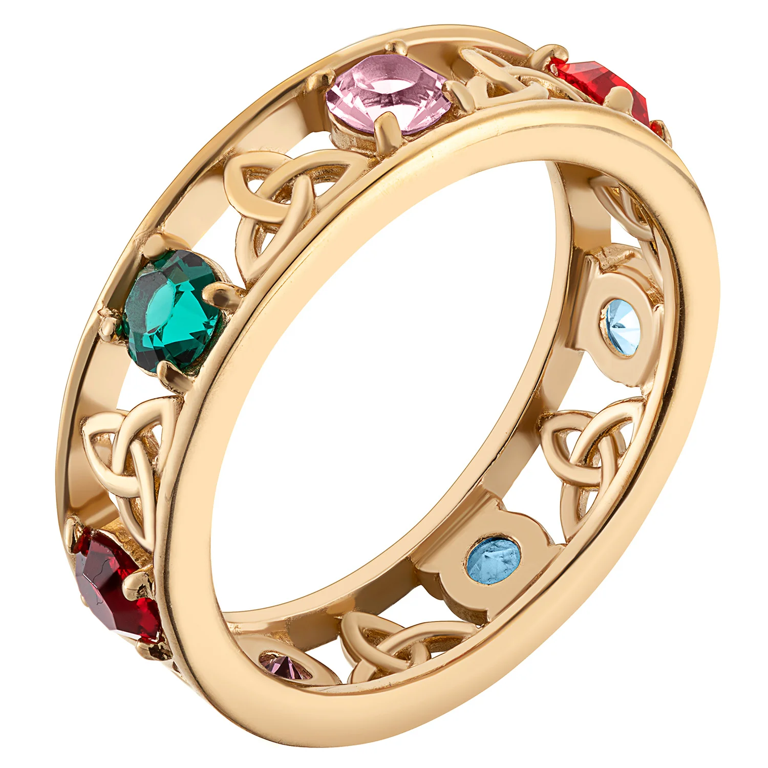 14K Gold over Sterling Family Celtic Birthstone Ring - Image 2