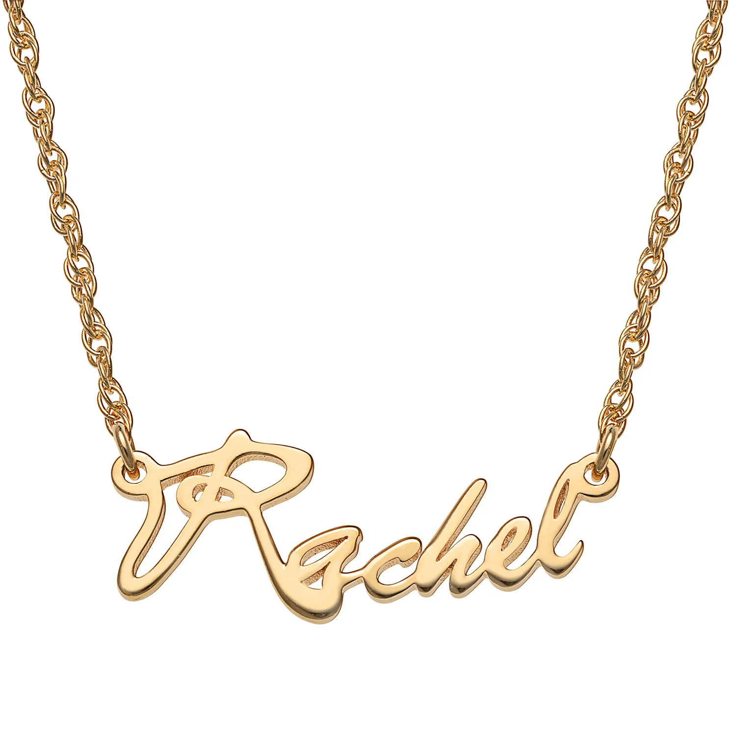 14K Gold over Sterling Fancy Petite Script Name Necklace