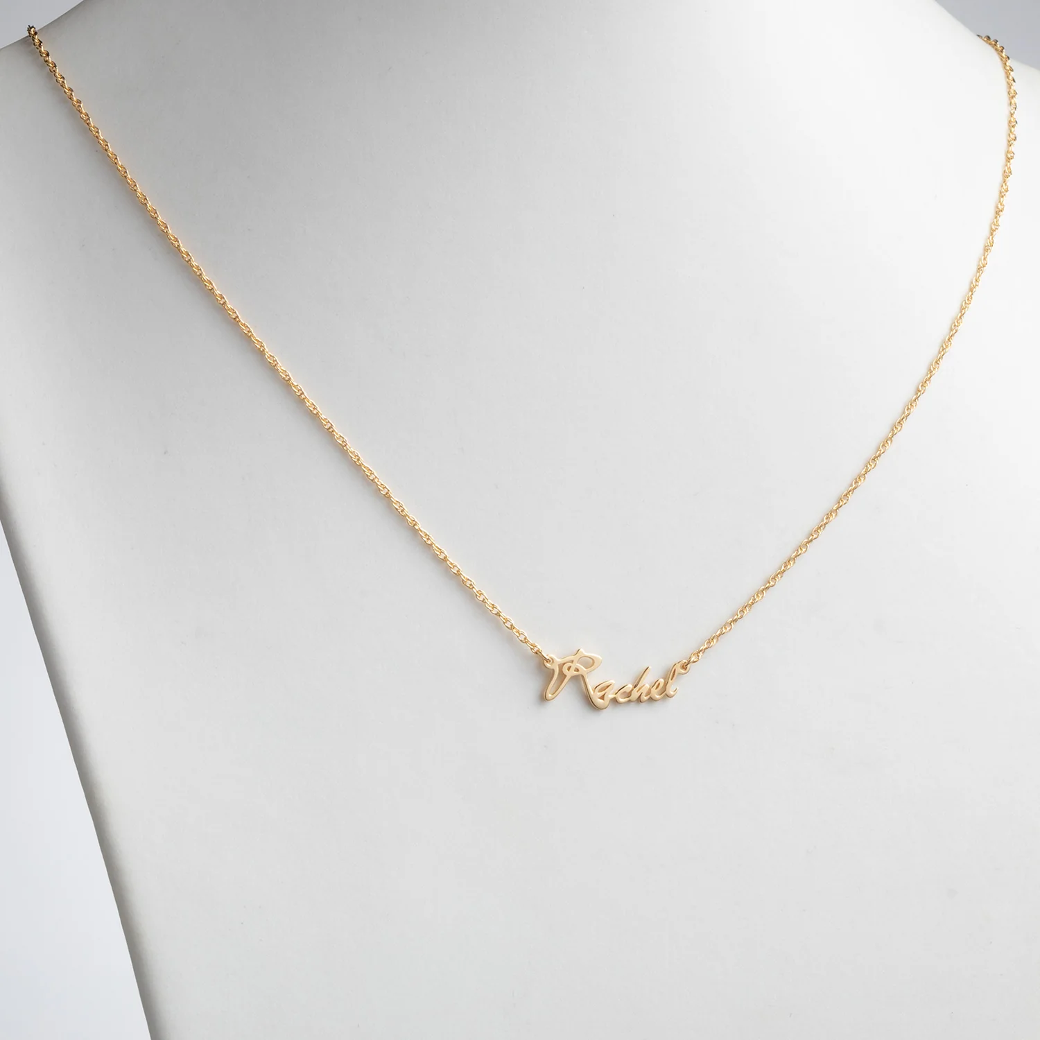 14K Gold over Sterling Fancy Petite Script Name Necklace - Image 2