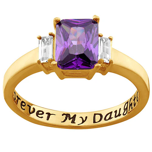 14K Gold over Sterling Forever My Daughter Birthstone Ring