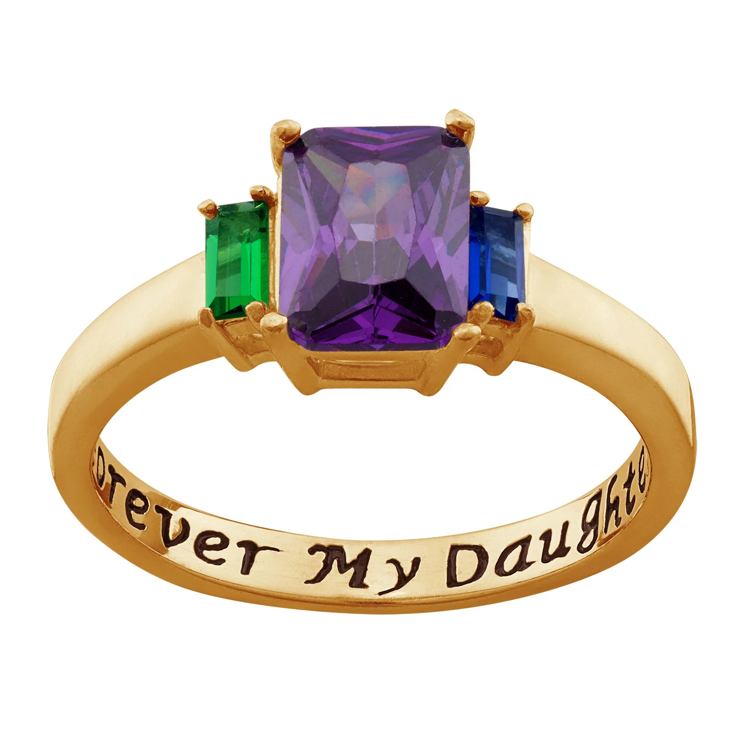 14K Gold over Sterling Forever My Daughter Birthstone Ring - Image 2