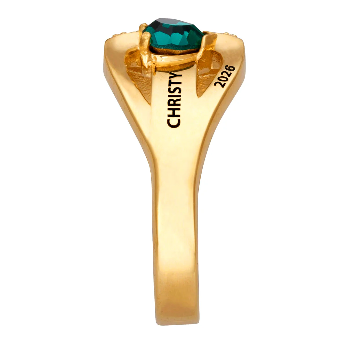 14K Gold over Sterling Freestyle Heart Birthstone Class Ring with CZ - Image 3