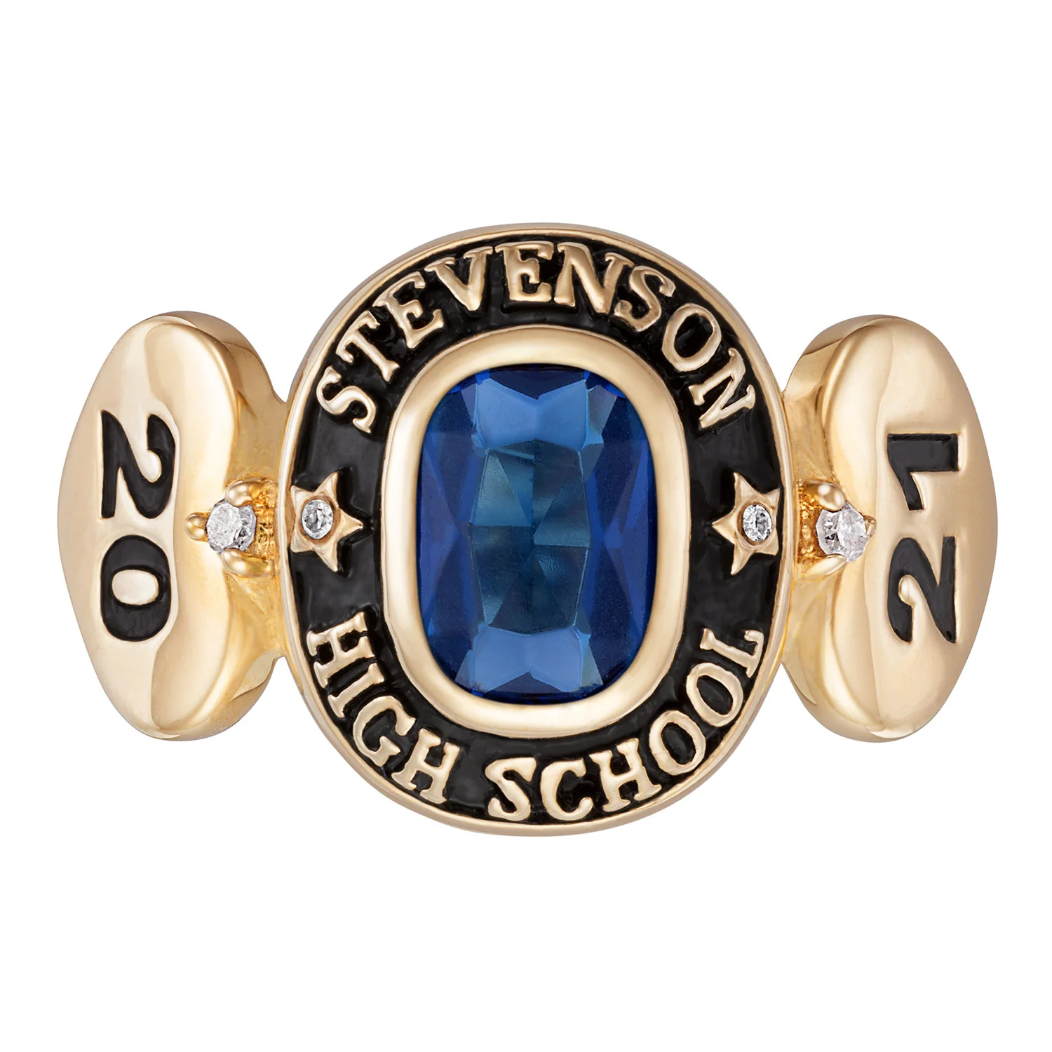 14K Gold over Sterling Genuine Diamond Hearts Ladies Class Ring - Image 2