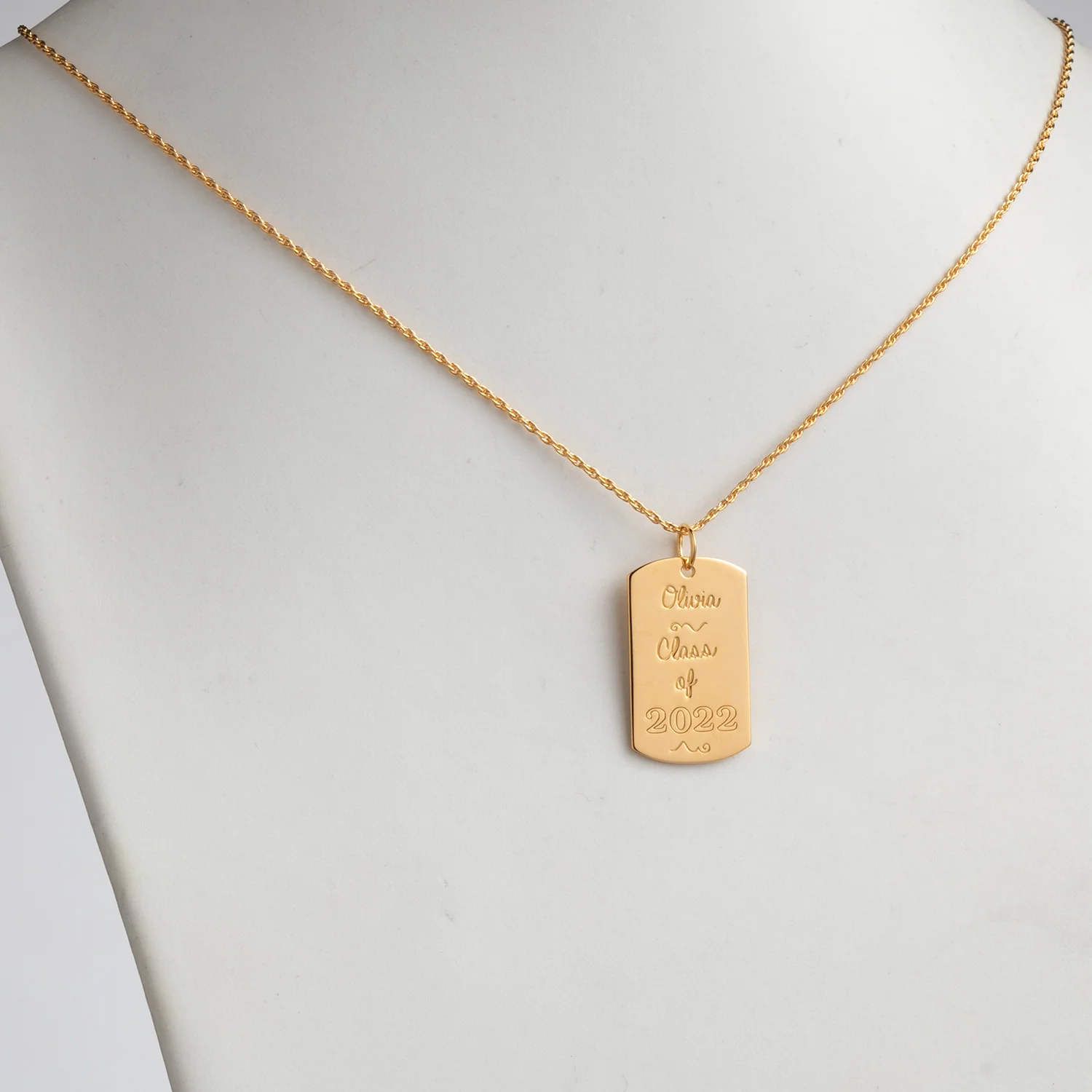 14K Gold over Sterling Graduation Dog Tag Pendant - Image 2