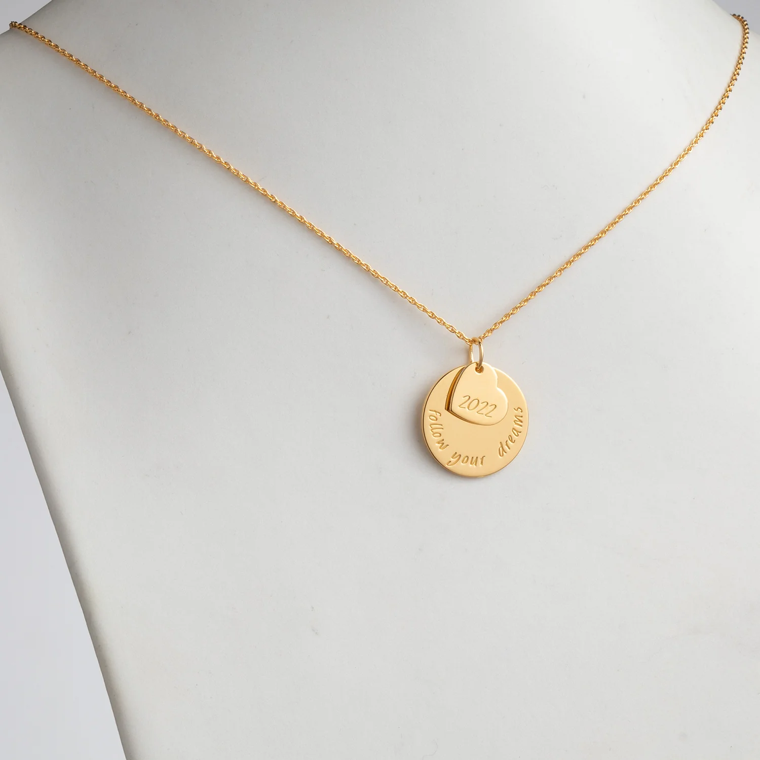 14K Gold over Sterling Graduation Follow Your Dreams Heart Necklace - Image 2