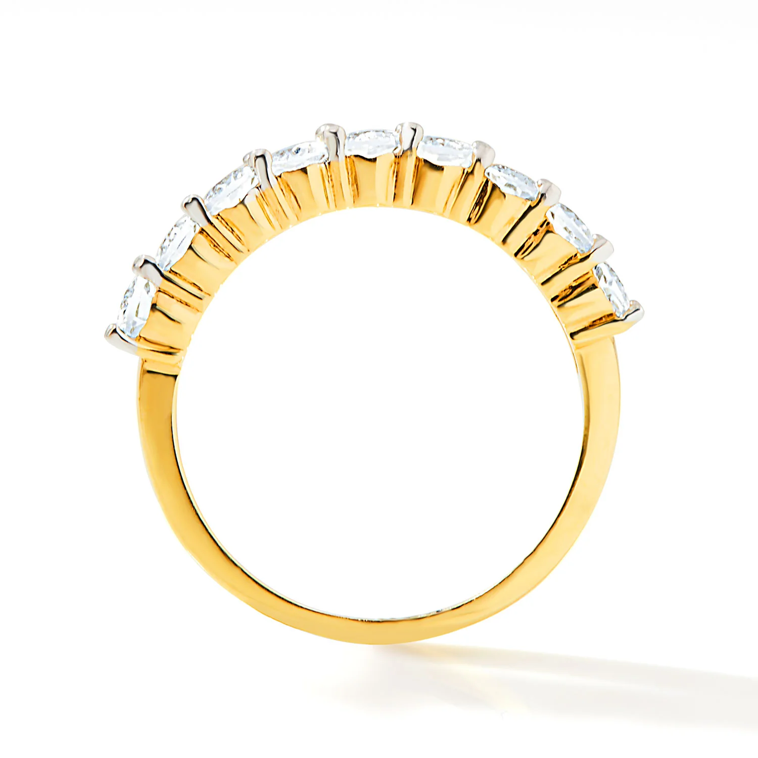 Gold over Sterling Half Eternity Round White Topaz Ring - Image 5