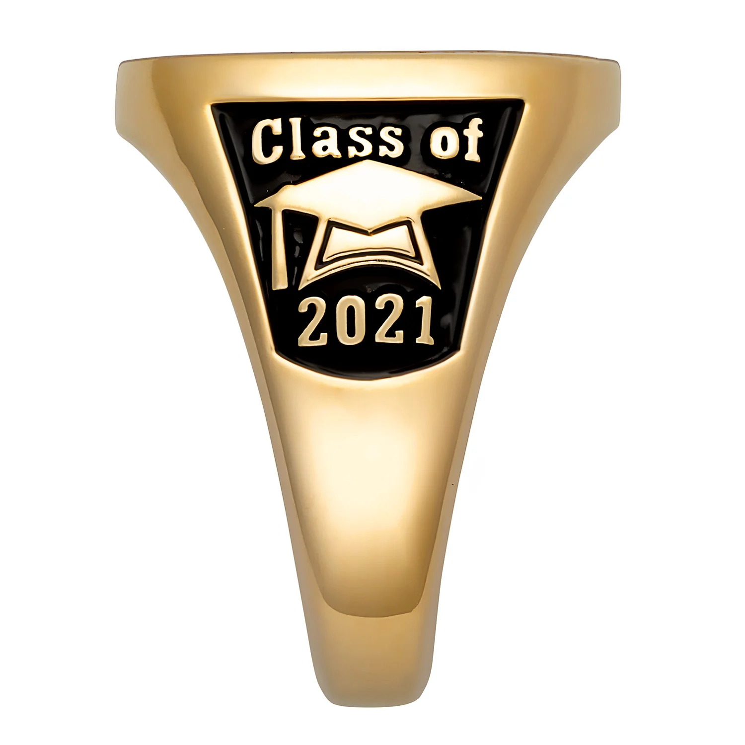 14K Gold over Sterling Ladies Oval Signet Class Ring - Image 3