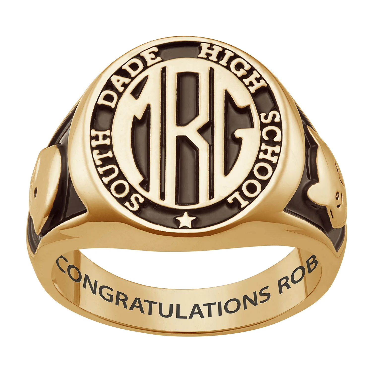 14K Gold over Sterling Men's Monogram Oval Class Ring