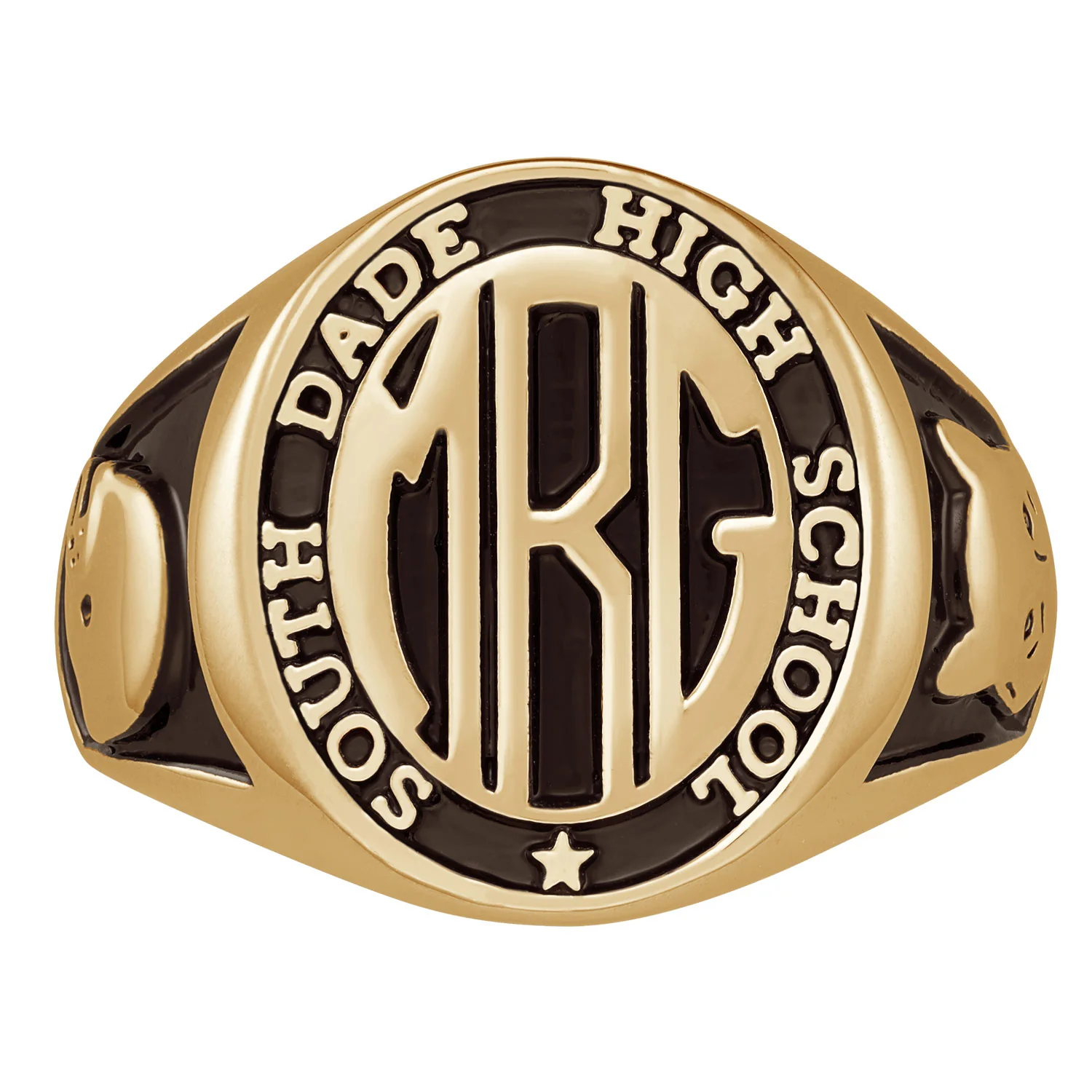 14K Gold over Sterling Men's Monogram Oval Class Ring - Image 2