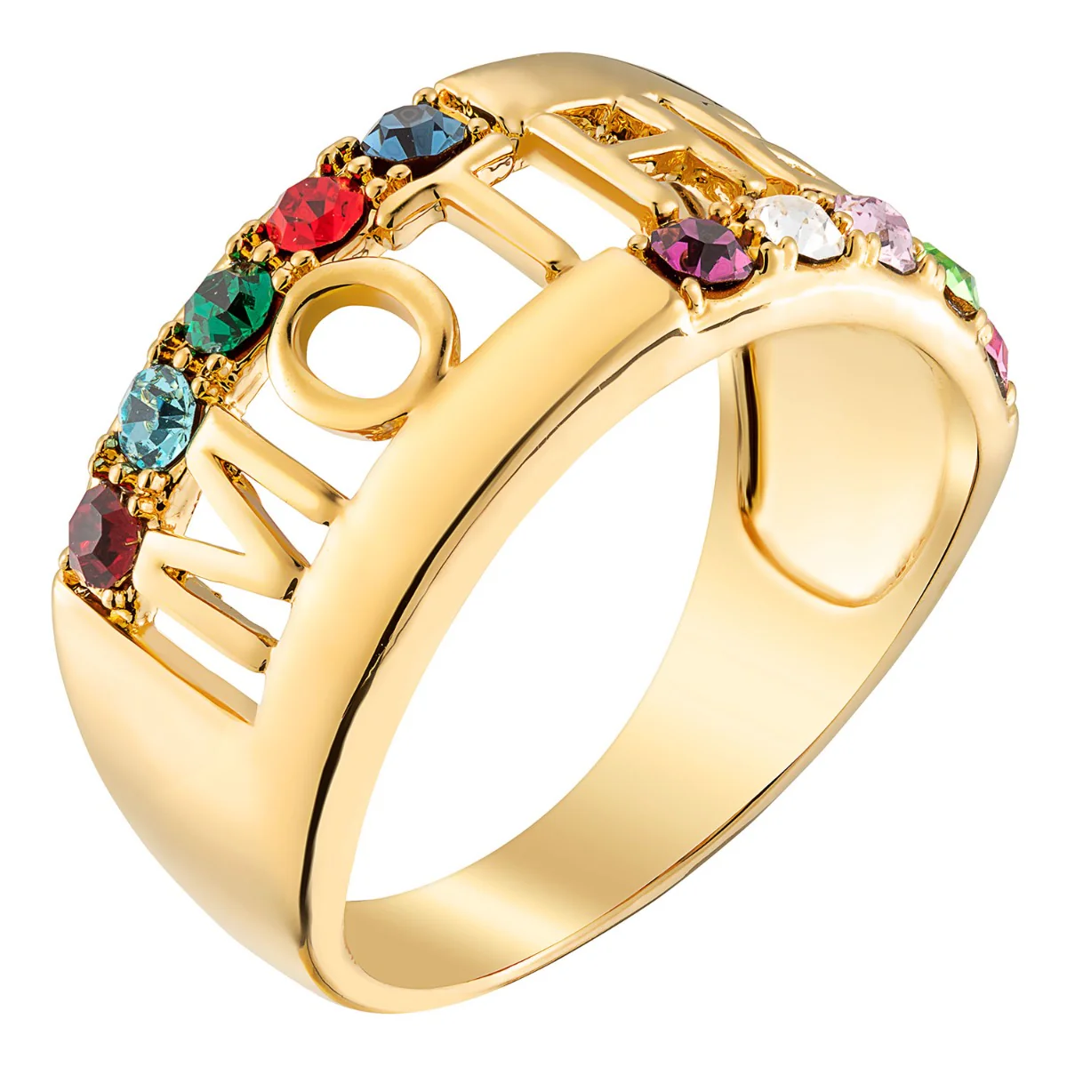 14K Gold over Sterling Mother Family Birthstone Ring - Image 2