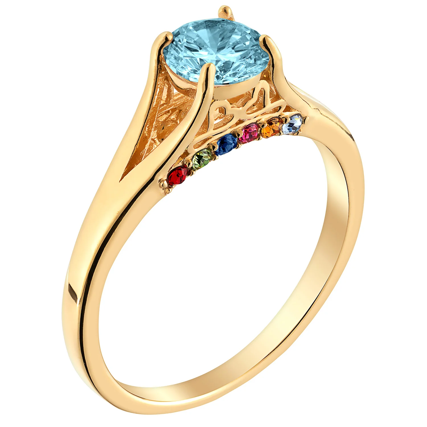 14K Gold over Sterling Mother's and Family Birthstone Ring - Image 2