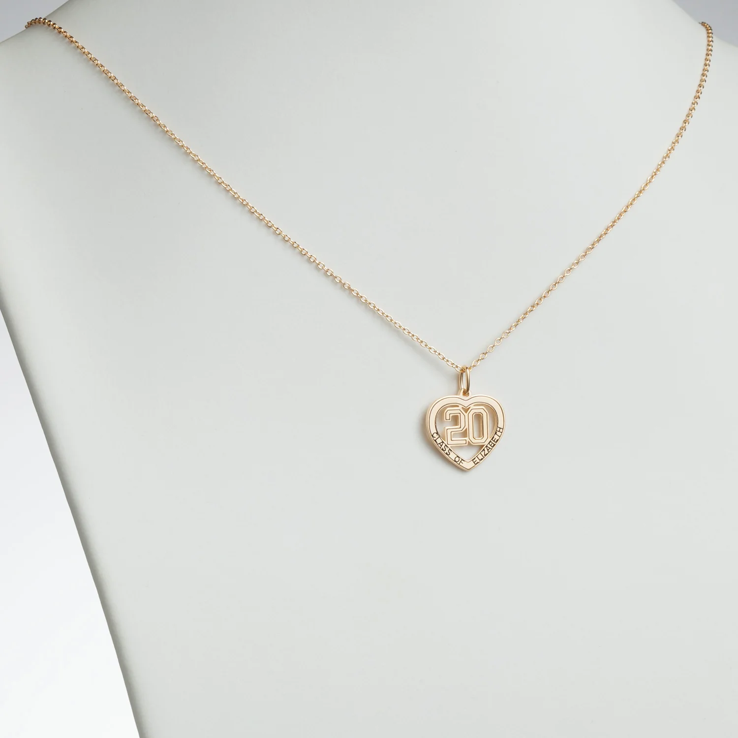 14K Gold over Sterling Name and Class of Heart Necklace - Image 2