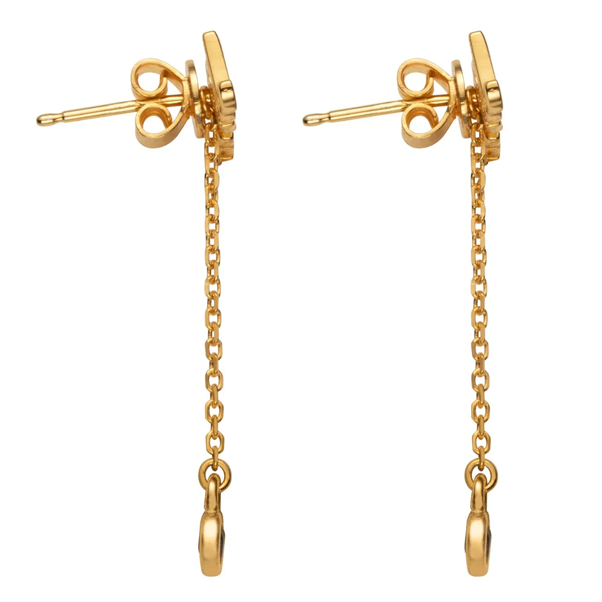 14K Gold over Sterling Name with Birthstone Dangle Crawler Earrings - Image 2
