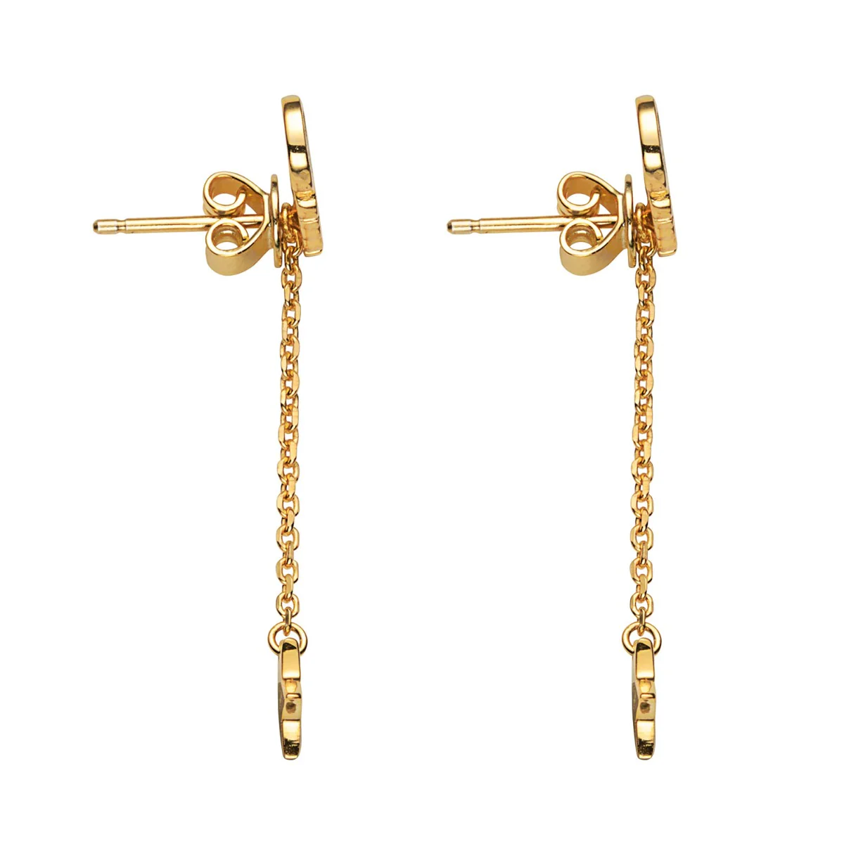 14K Gold over Sterling Name with Moon Charm Dangle Crawler Earrings - Image 4