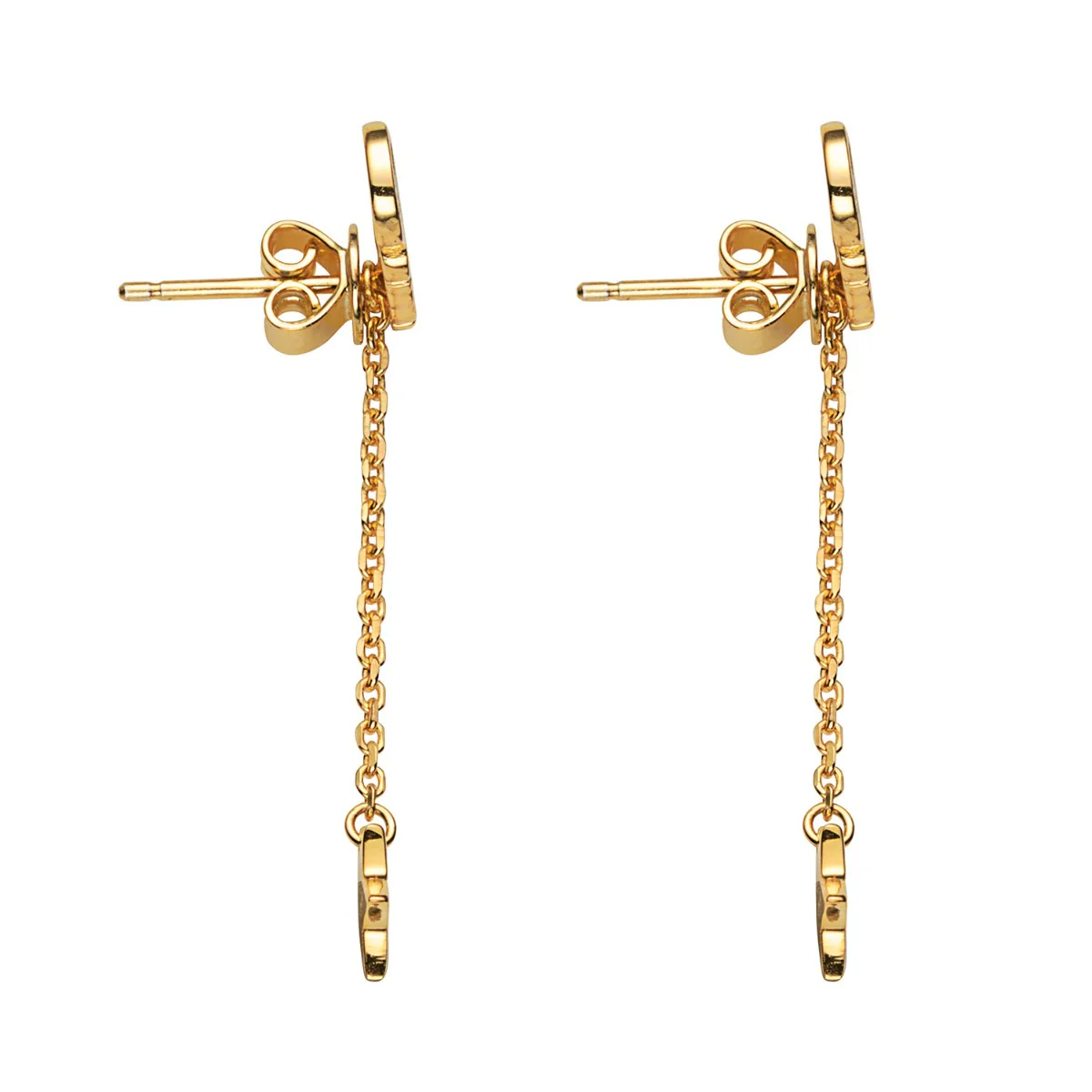 14K Gold over Sterling Name with Star Charm Dangle Crawler Earrings - Image 4