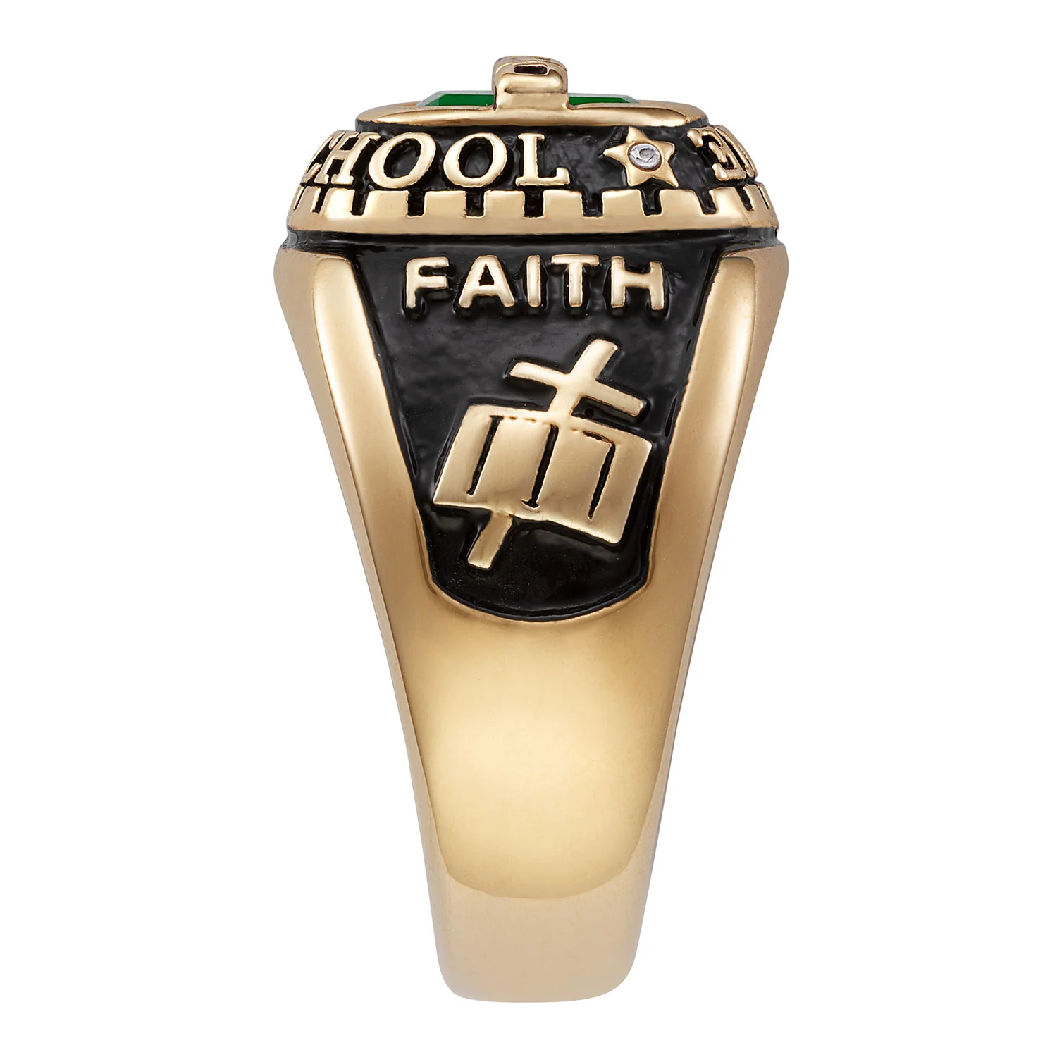 14K Gold over Sterling Personalized Bridge Traditional Ladies Class Ring - Image 4