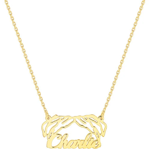 Gold over Sterling Personalized Puppy Ears Necklace - Image 3
