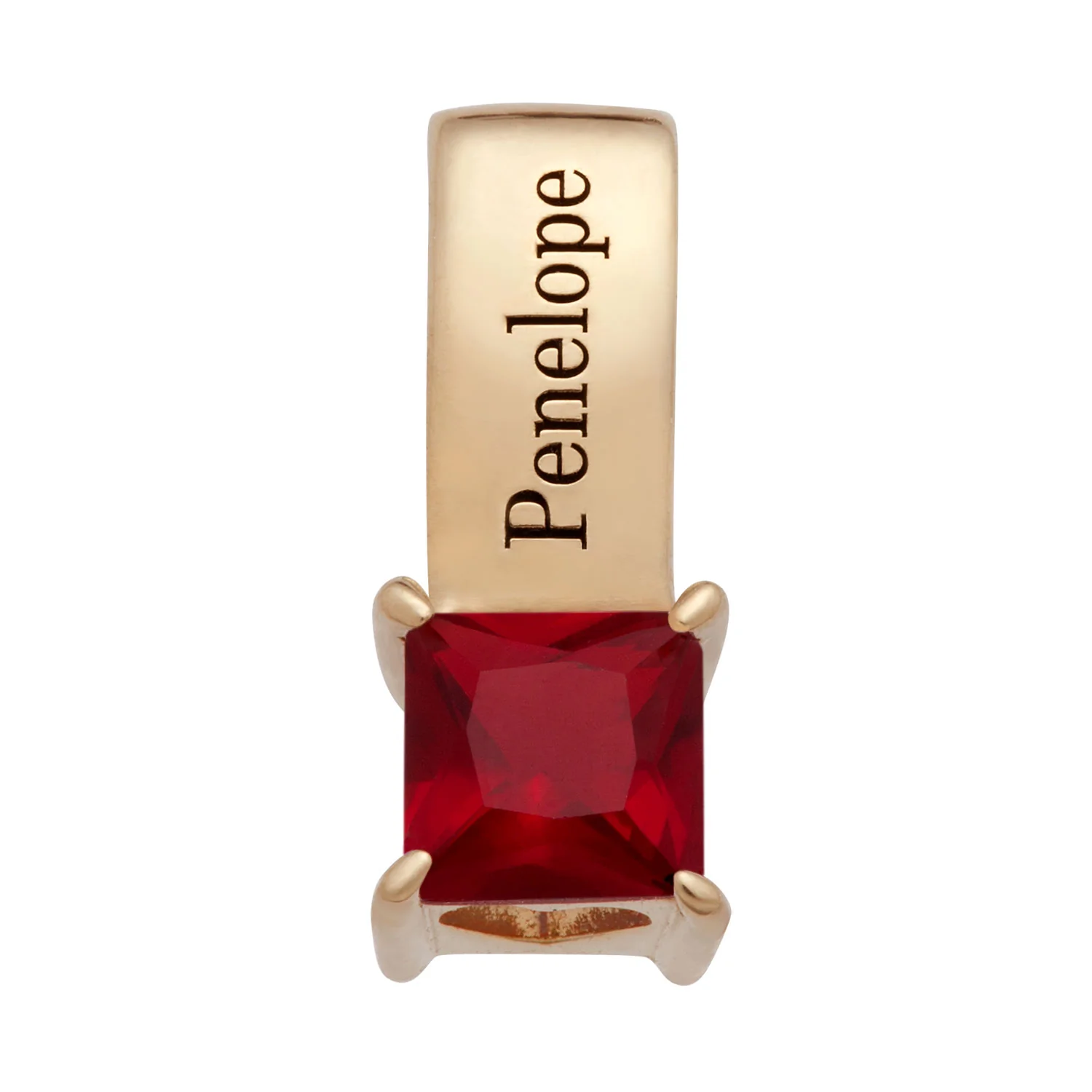 14K Gold over Sterling Personalized Name and Birthstone Charm Pendant