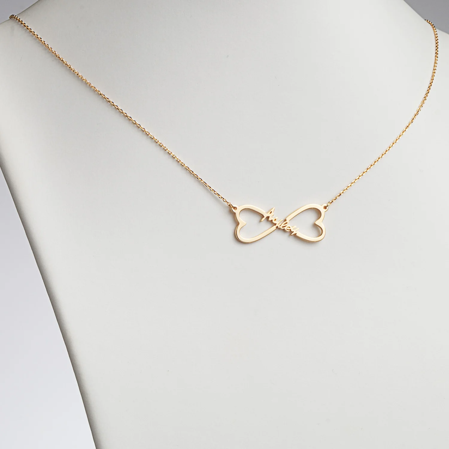 14K Gold over Sterling Personalized Name Heart Infinity Necklace - Image 2