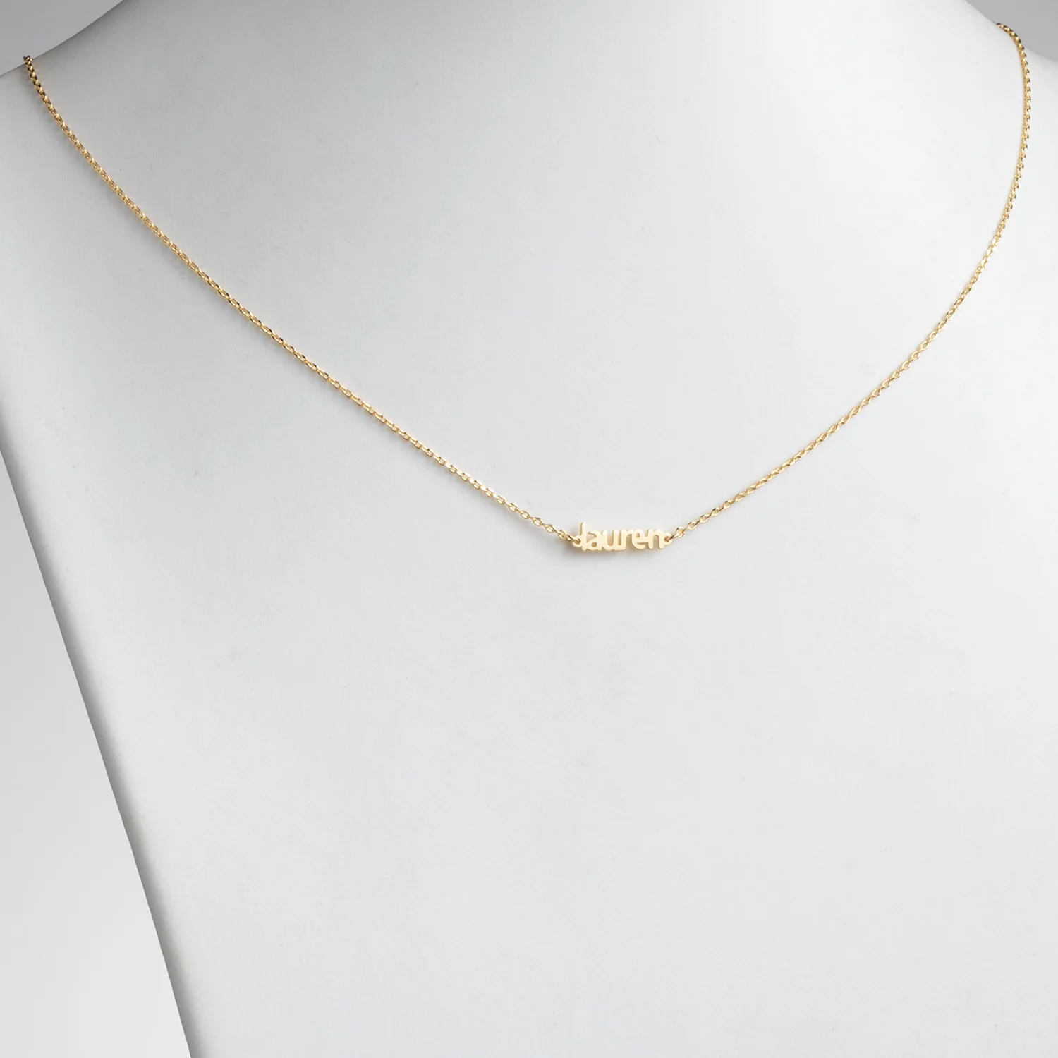 14K Gold over Sterling Petite Block Name Necklace - Image 2