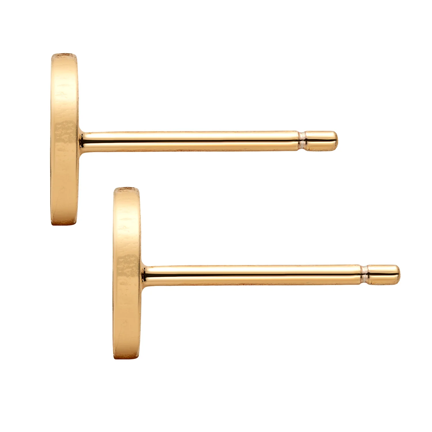 14K Gold over Sterling Petite Engraved Initial Disc Earrings - Image 2