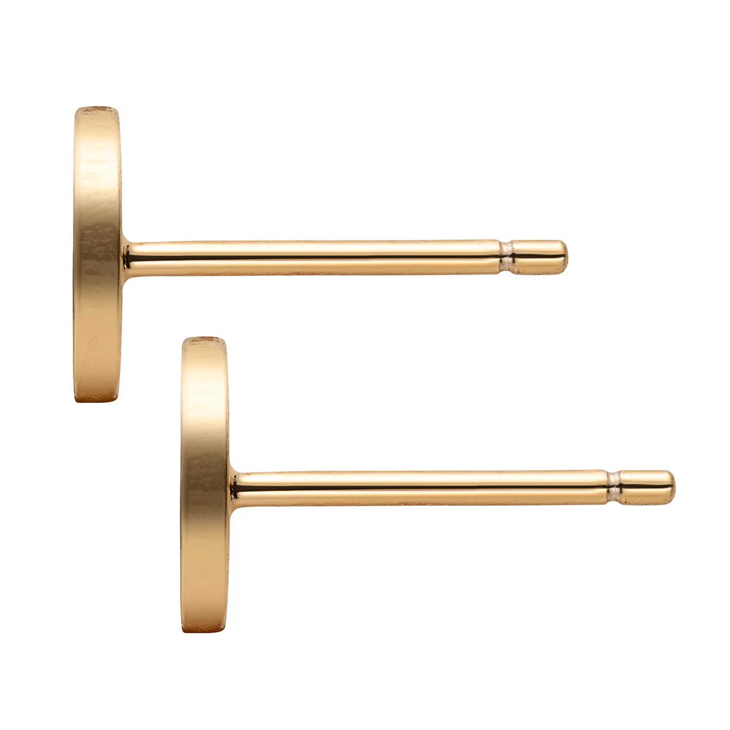 14K Gold over Sterling Petite Engraved Initial Disc Earrings - Image 3